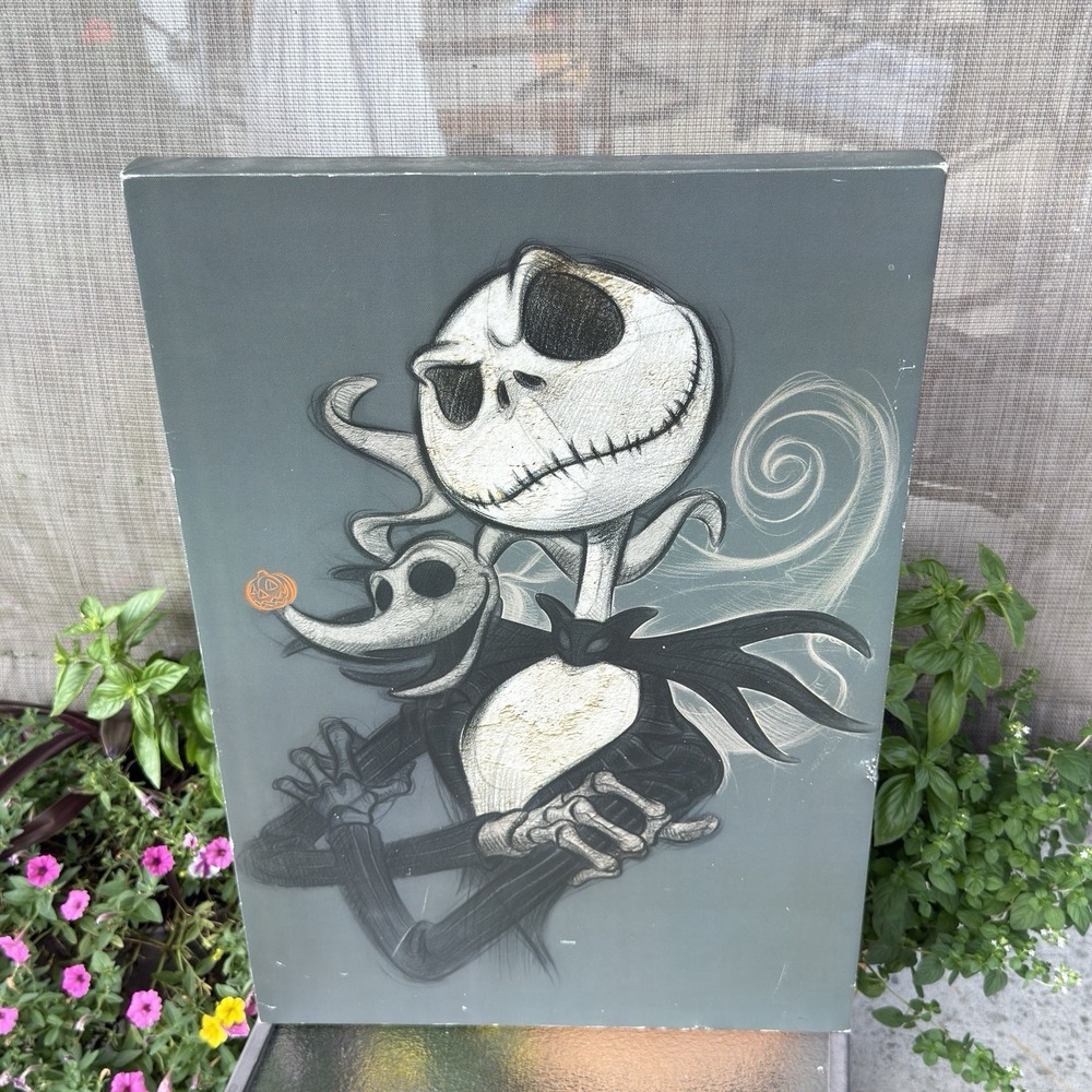 Disney Jack Skellington & Zero Halloween Canvas Wall Art Gothic Pumpkin Decor
